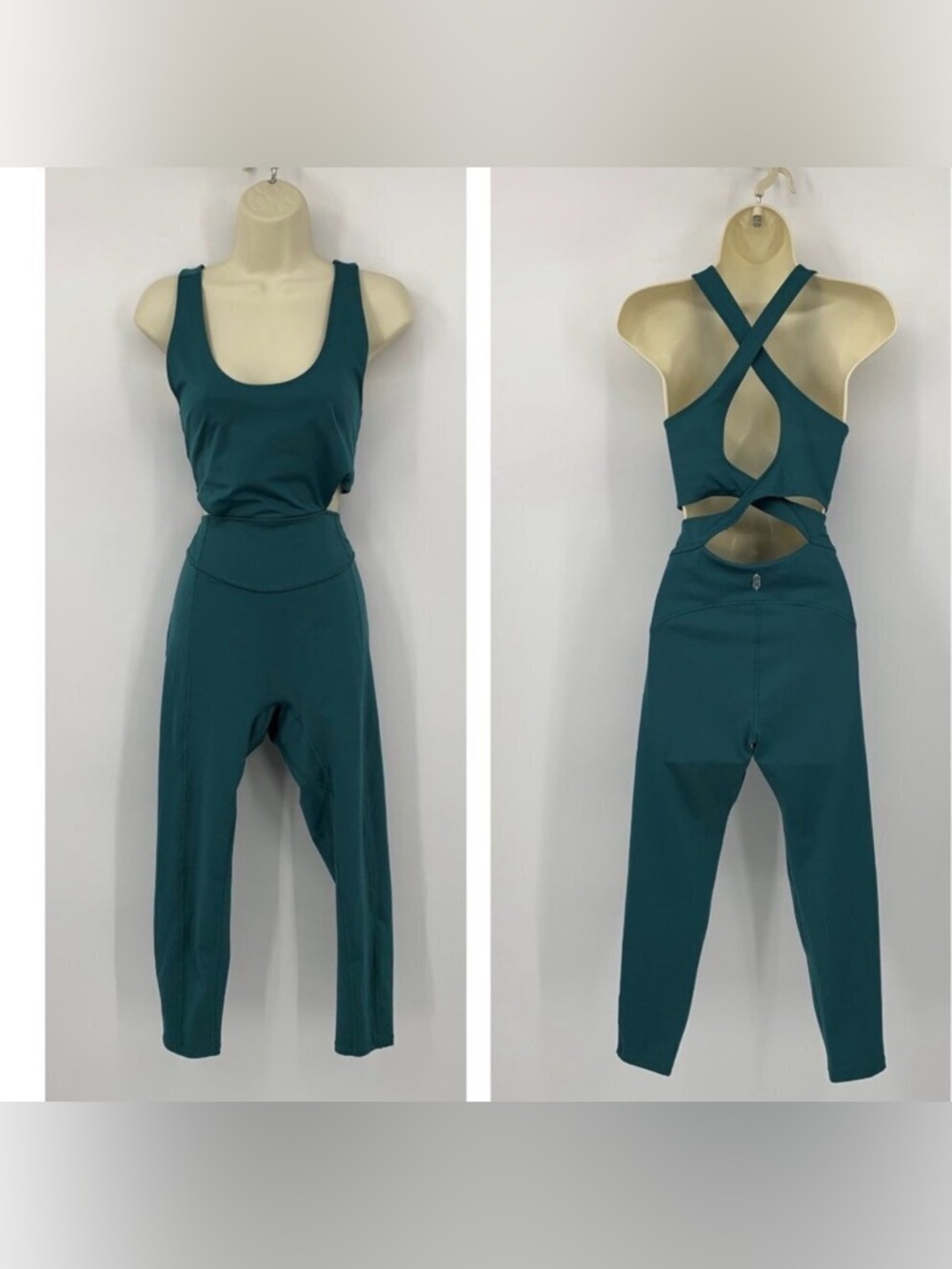 FP Free People Movement Back it up active one piece jumpsuit green cutout new XS
